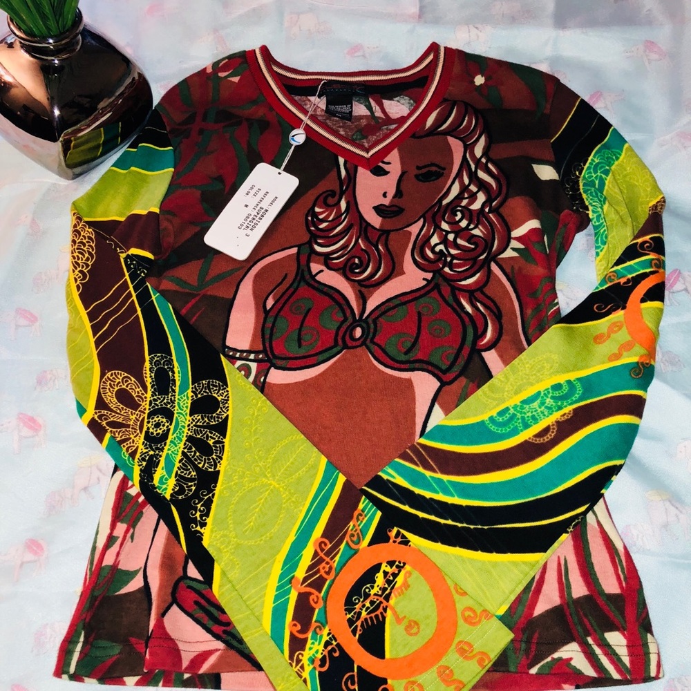 NWT Custo Barcelona Girl in Bikini Supergirl Top